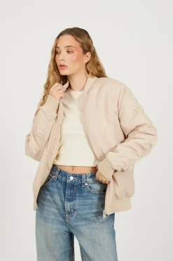Ruched Sleeve Oversized Bomber Jacket