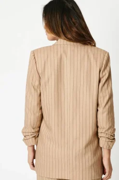 Ruched Sleeve Single Breasted Blazer