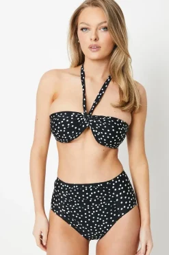 Ruched Spot Bandeau Multiway Bikini Top
