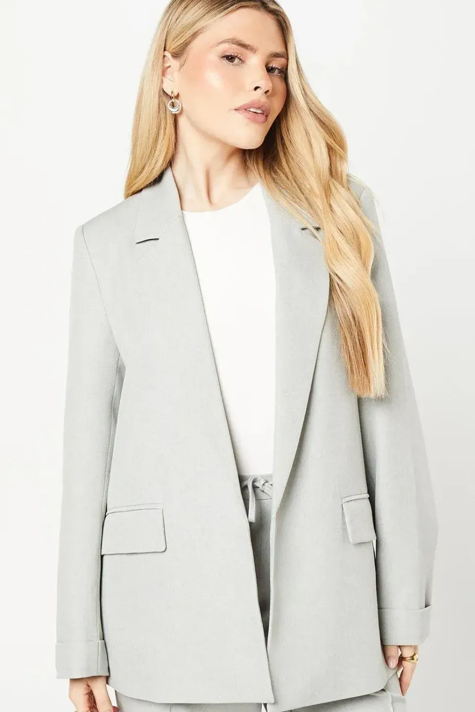 Ruched Turn Up Sleeve Blazer
