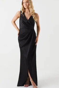 Ruched Waist Detail Satin Bridesmaid Dress