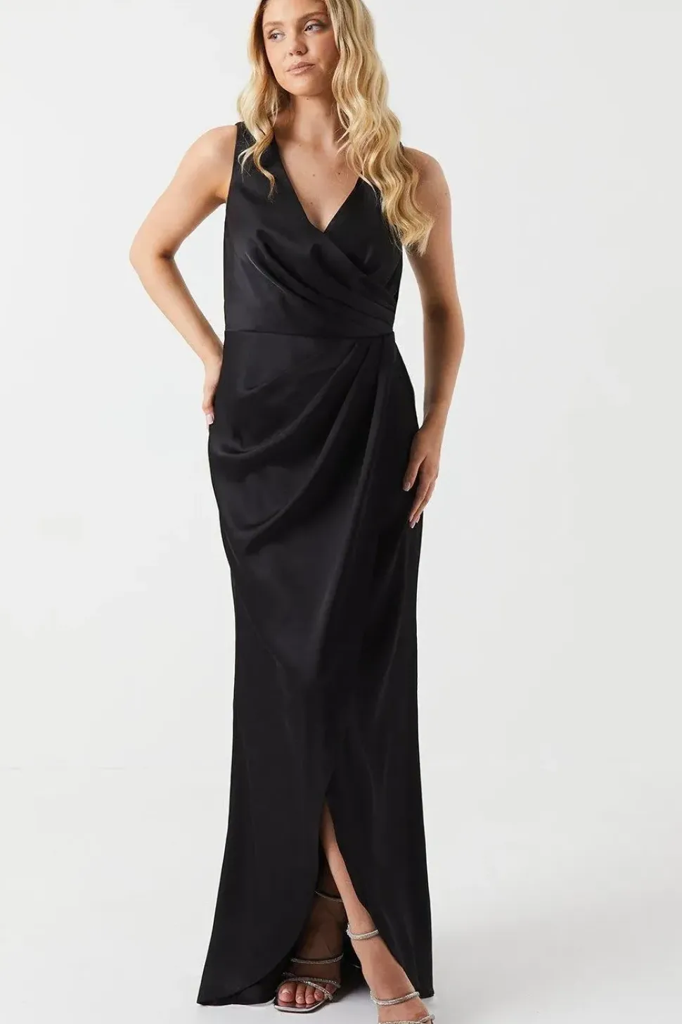 Ruched Waist Detail Satin Bridesmaid Dress