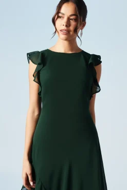 Ruffle And Button Detail Bridesmaids Maxi Dress