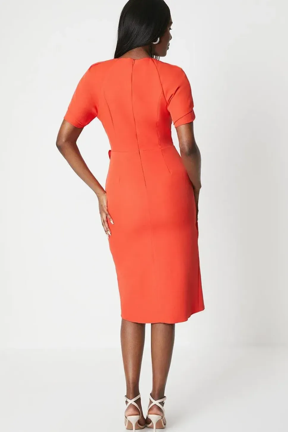 Ruffle Cape Sleeve Wrap Skirt Midi Dress