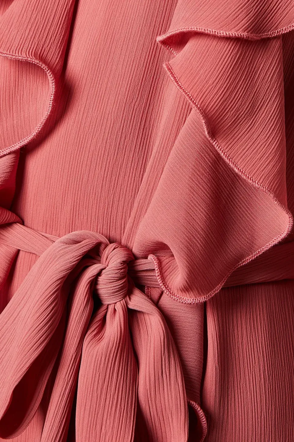 Ruffle Chiffon Belted Midi Dress