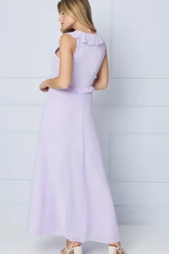 Ruffle Detail Chiffon Maxi Dress