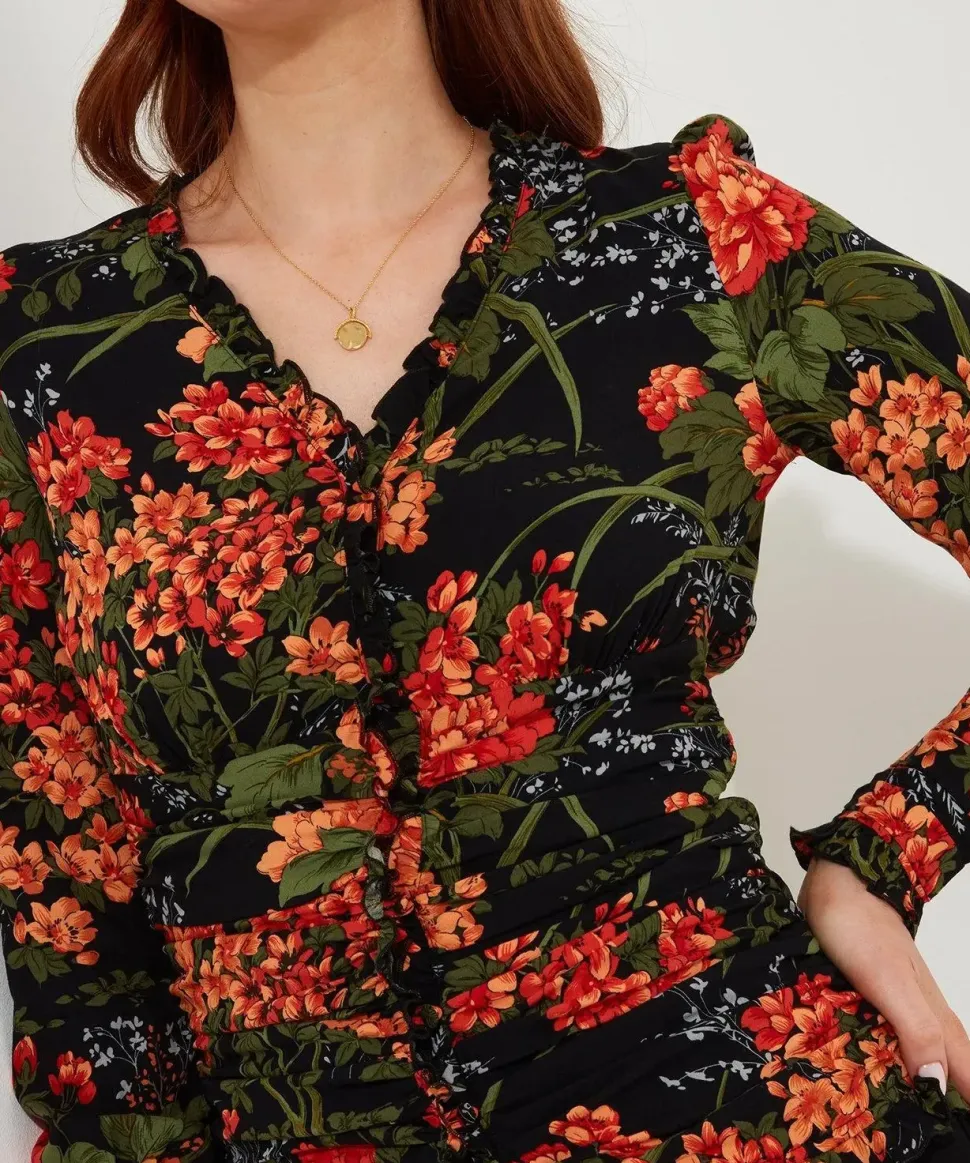 Ruffled Floral Blouse