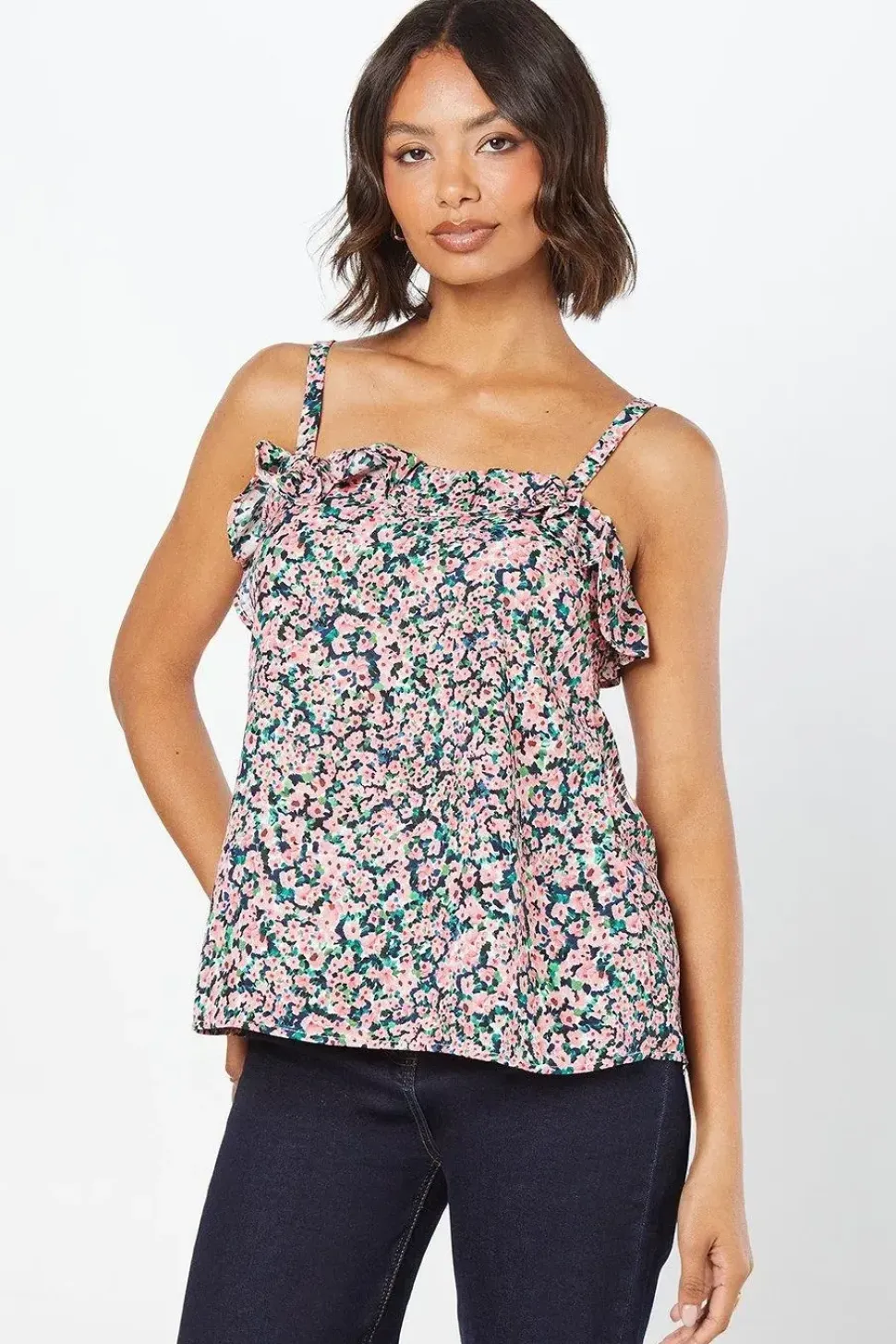 Ruffle Front Strappy Top