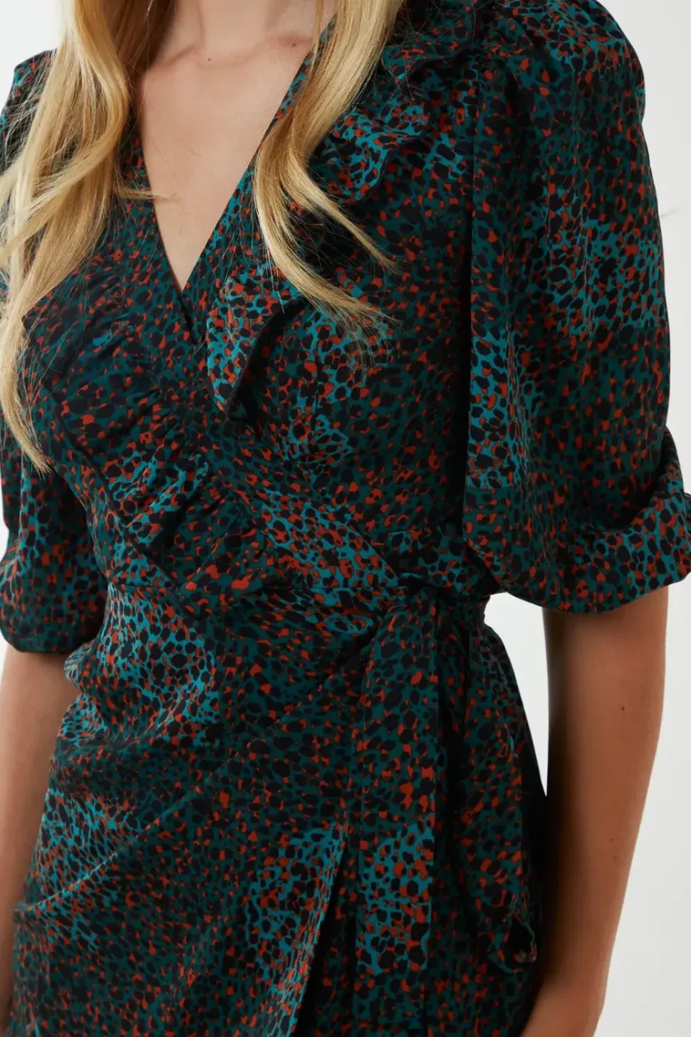 Ruffle Front Wrap Dress