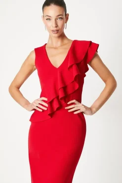 Ruffle Scuba Bodycon Dress