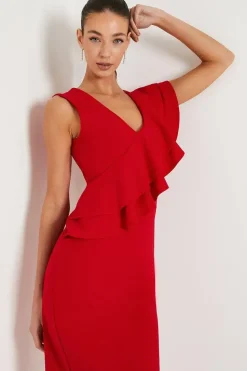 Ruffle Scuba Bodycon Dress
