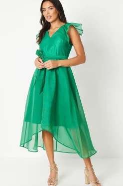 Ruffle Shoulder High-low Dress