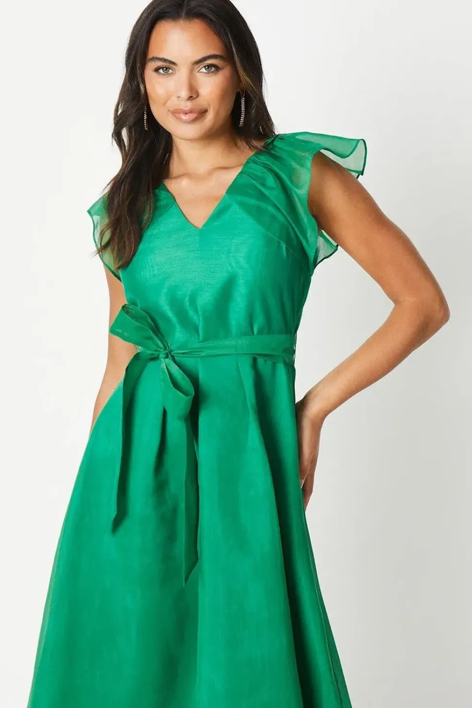 Ruffle Shoulder High-low Dress