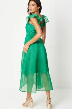 Ruffle Shoulder High-low Dress