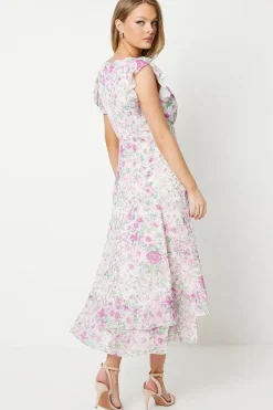 Ruffle Shoulder Midi Dress