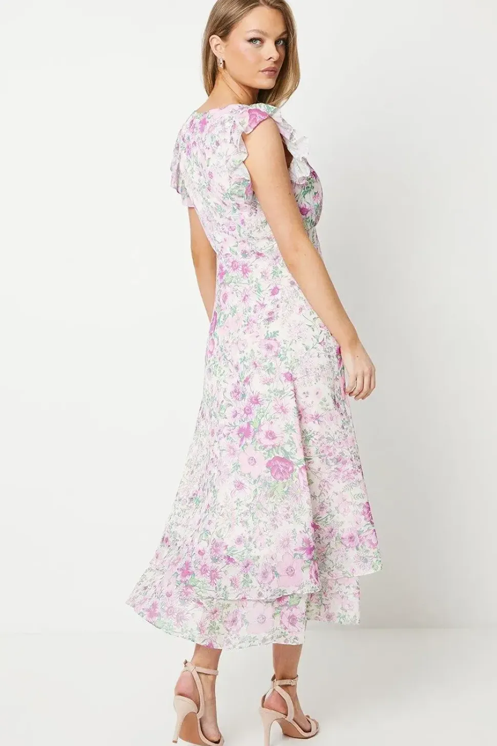Ruffle Shoulder Midi Dress