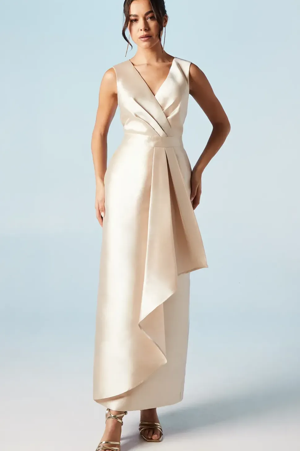 Ruffle Skirt Twill Bridesmaids Dress