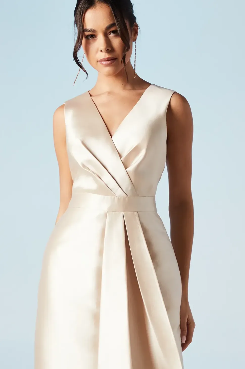 Ruffle Skirt Twill Bridesmaids Dress