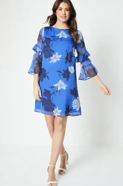 Ruffle Sleeve Detail Shift Dress