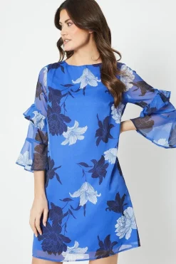 Ruffle Sleeve Detail Shift Dress
