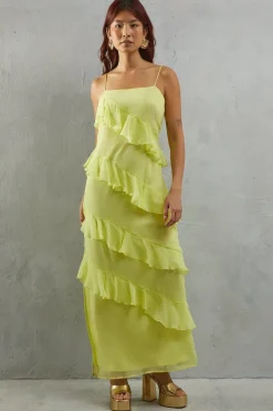 Ruffle Strappy Slip Dress