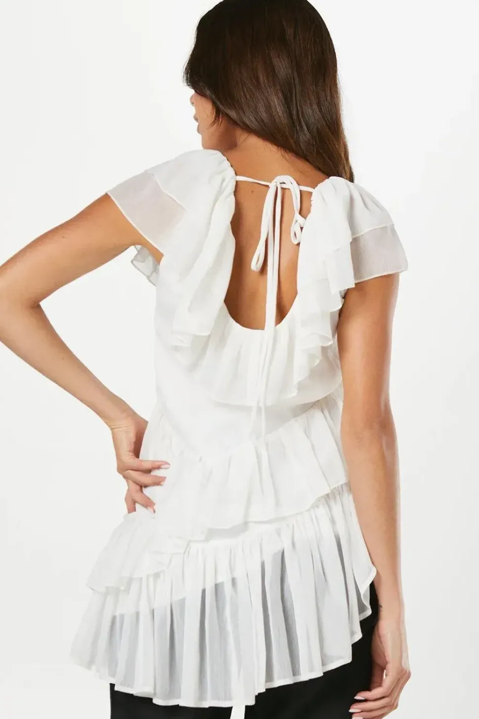 Ruffle Tiered Chiffon Top