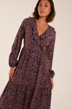 Ruffle Wrap Midi Dress