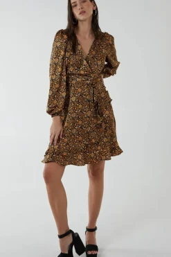 Ruffle Wrap Tie Dress