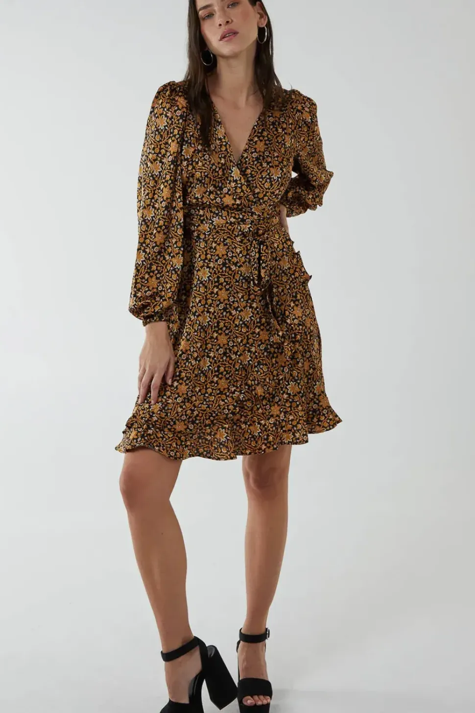 Ruffle Wrap Tie Dress