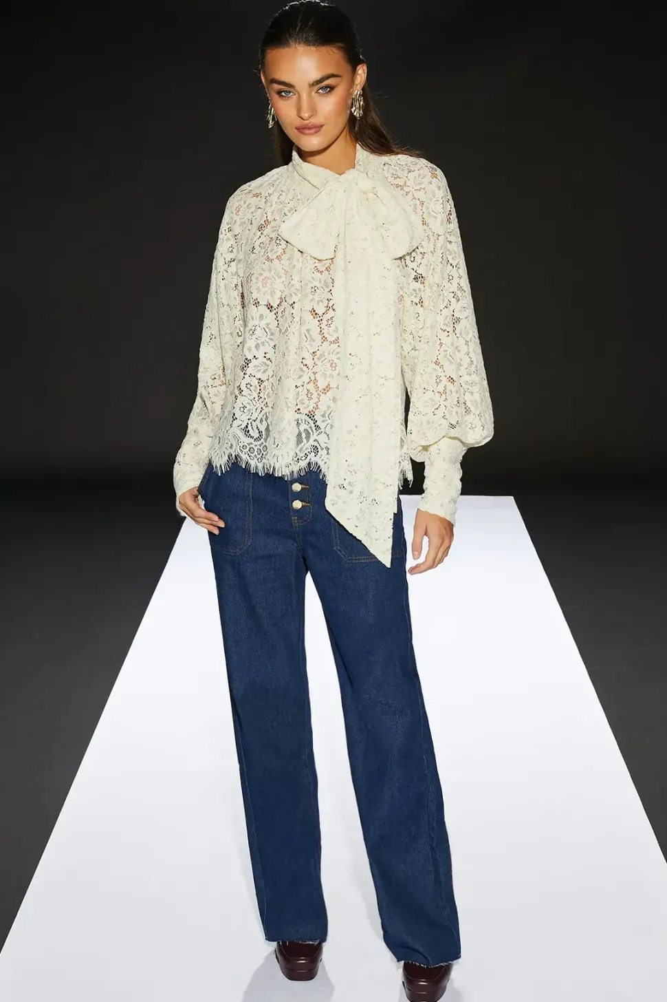 Runway 1.8.1.8 Button Front High Waist Wide Leg Trouser