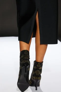 Runway 1.8.1.8 Camo Diamante Pointed Ankle Boots