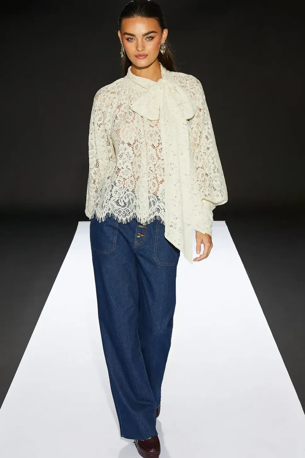 Runway 1.8.1.8 Chantilly Lace Pussy Bow Blouse
