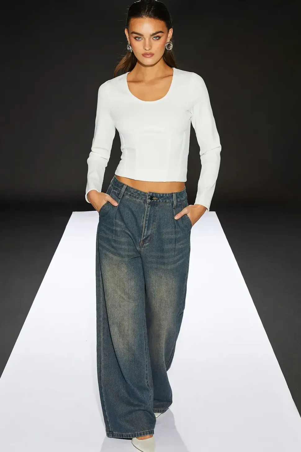 Runway 1.8.1.8 Corset Rib Scoop Neck Top