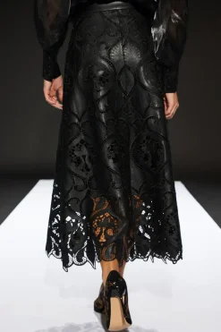 Runway 1.8.1.8 Faux Leather Laser Cut Trim Skirt