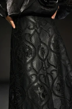 Runway 1.8.1.8 Faux Leather Laser Cut Trim Skirt