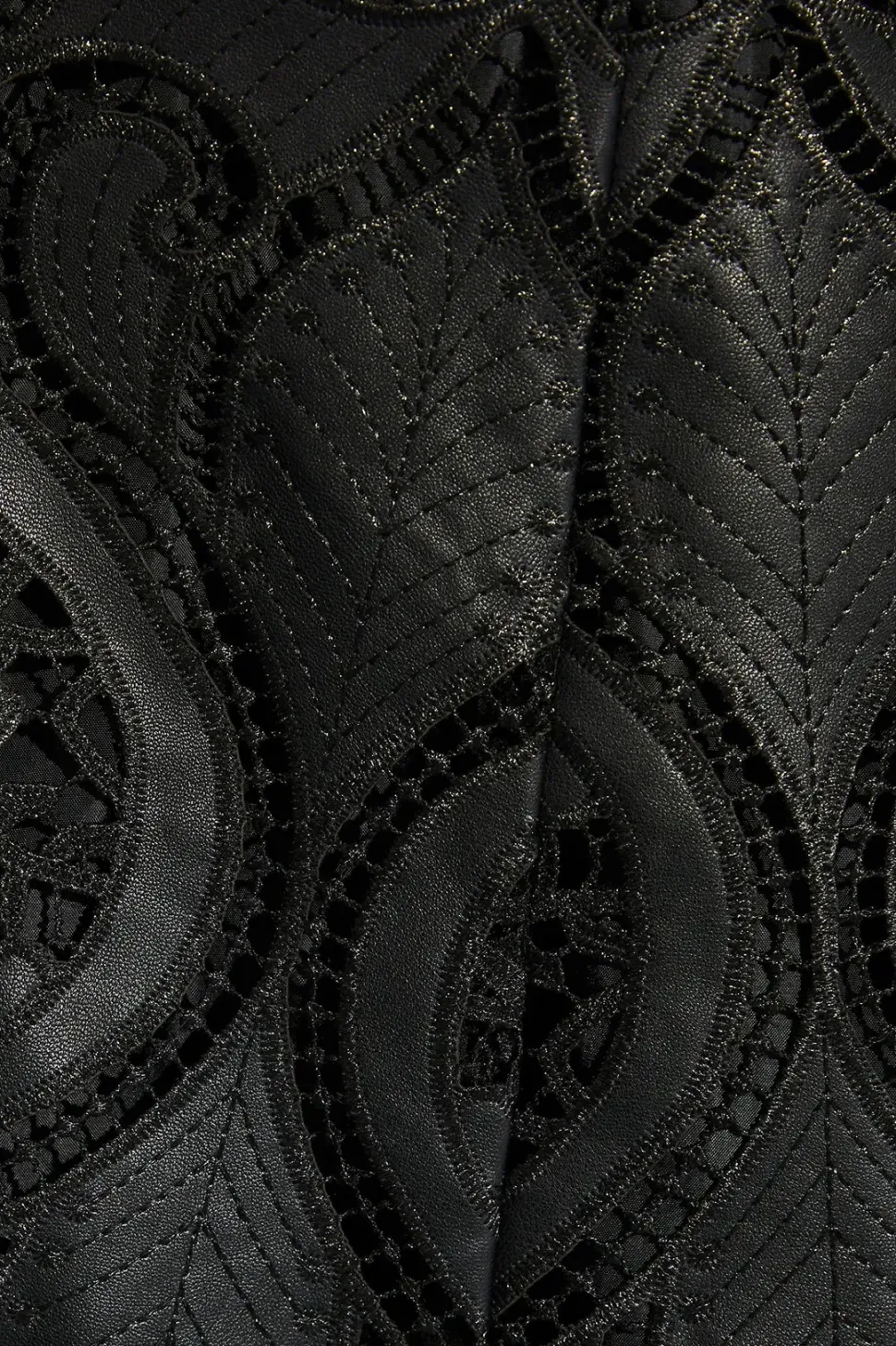 Runway 1.8.1.8 Faux Leather Laser Cut Trim Skirt