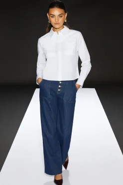Runway 1.8.1.8 Poplin Cropped Boxy Utility Shirt
