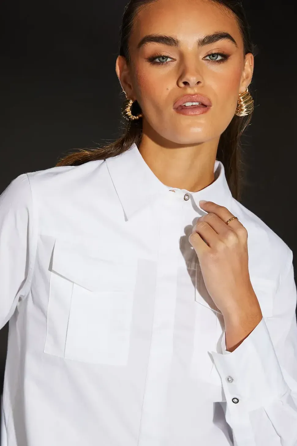 Runway 1.8.1.8 Poplin Cropped Boxy Utility Shirt