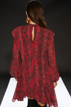 Runway 1.8.1.8 Snake Print Pleat Detail Mini Dress