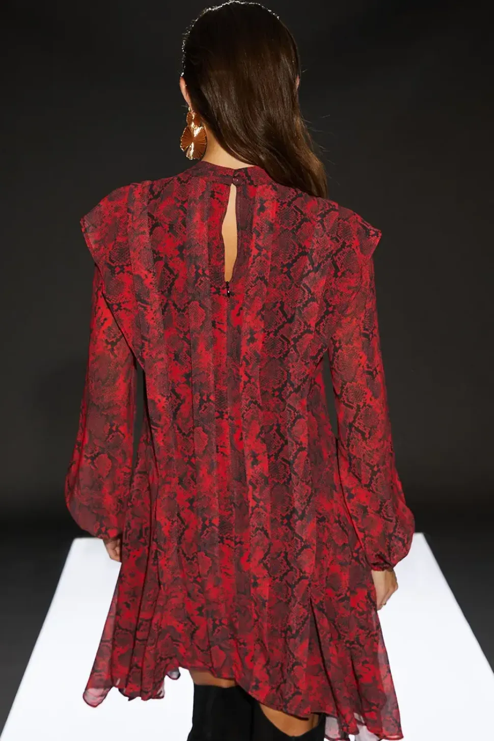 Runway 1.8.1.8 Snake Print Pleat Detail Mini Dress