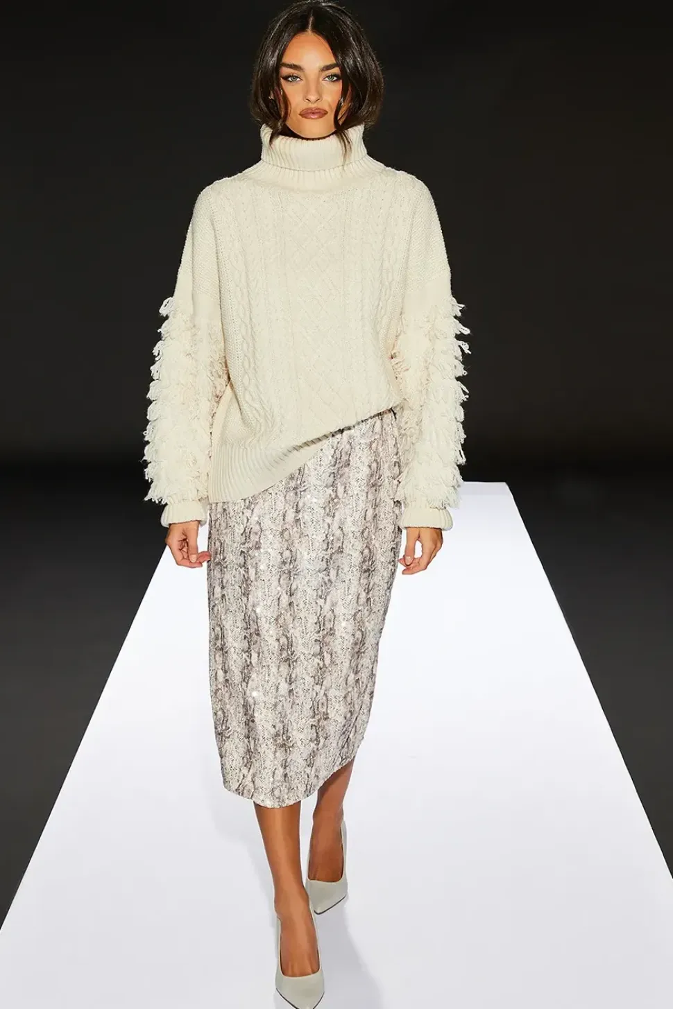 Runway 1.8.1.8 Snake Print Sequin Skirt