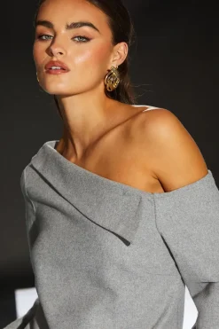 Runway 1.8.1.8 Wool Blend Fold Over Asymmetric Top