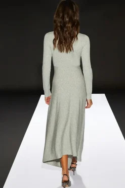 Runway 1.8.1.8 Wool Blend Rib Asymmetric Hem Dress