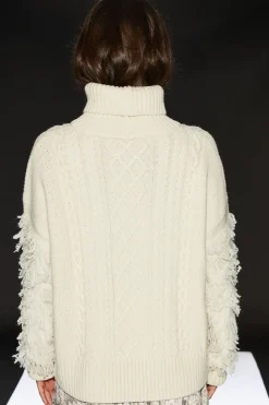 Runway 1.8.1.8 Wool Blend Shaggy Sleeve Cable Knit Jumper