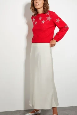 Sabrina Embellished Star Jumper Red