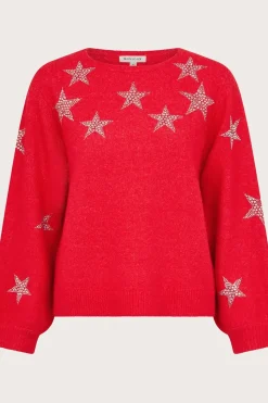 Sabrina Embellished Star Jumper Red