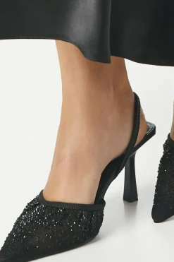 Sadie Diamante Mesh Slingback Pointed Court Shoes