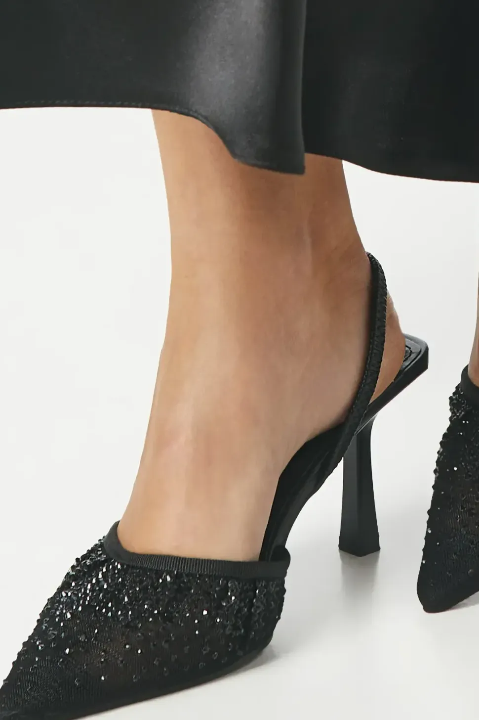 Sadie Diamante Mesh Slingback Pointed Court Shoes