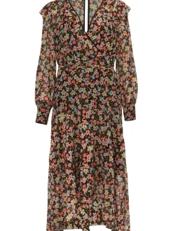 Sadie Floral Chiffon Ruffle Dress-Floral