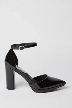 Sadie Platform Pointed High Block Heel Court Shoes